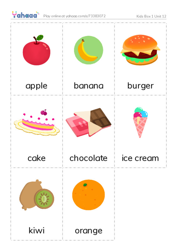 Picture flashcards worksheet for Kids Box 1 Unit 12