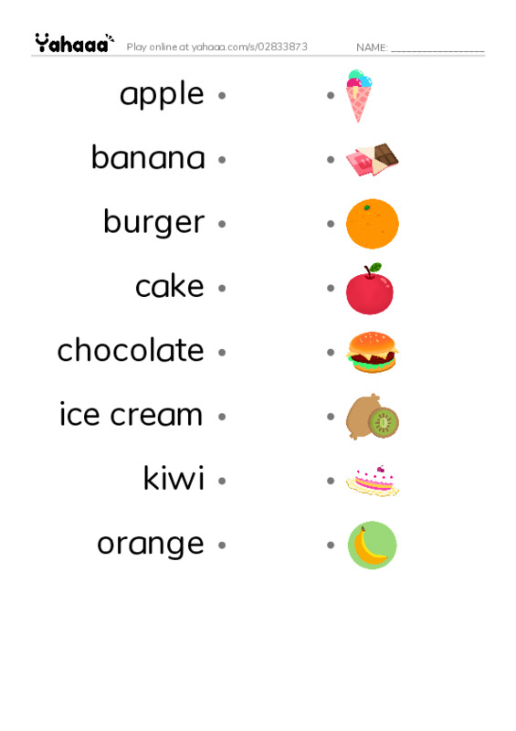 Draw a line to match worksheet for Kids Box 1 Unit 12