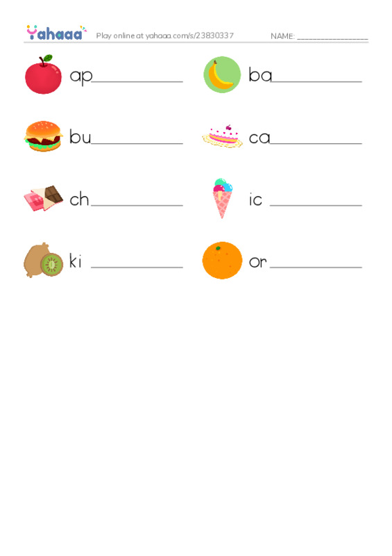 Write the word rows worksheet for Kids Box 1 Unit 12