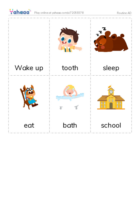Picture flashcards worksheet for Routine AD