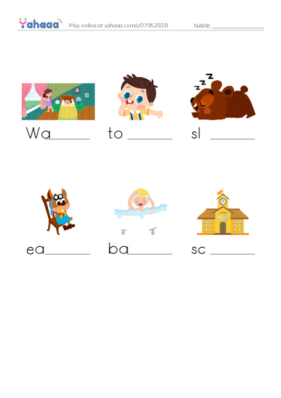 Finish the word worksheet for Routine AD