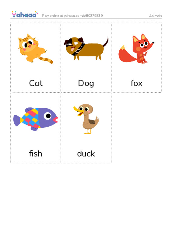 Picture flashcards worksheet for Animals
