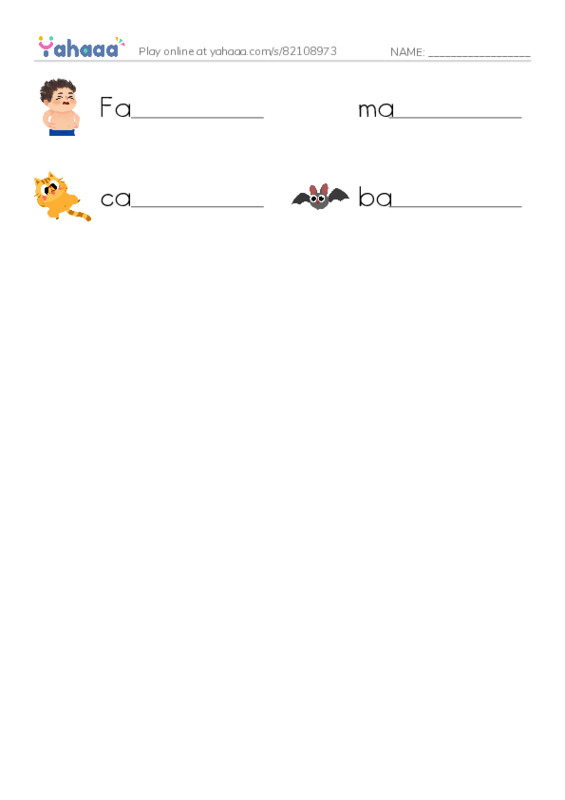 Write the word rows worksheet for Short vowel a