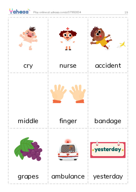 Picture flashcards worksheet for 19