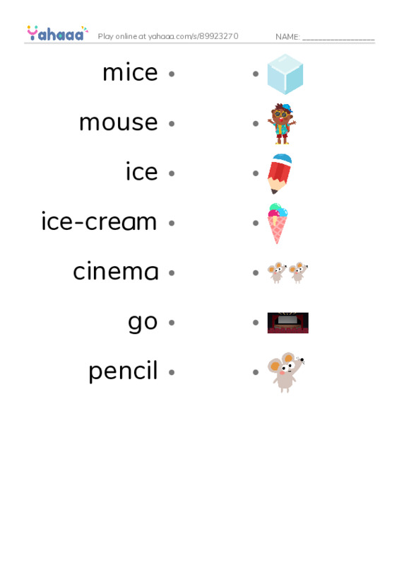 Draw a line to match worksheet for RE U7 S1