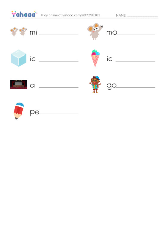 Write the word rows worksheet for RE U7 S1