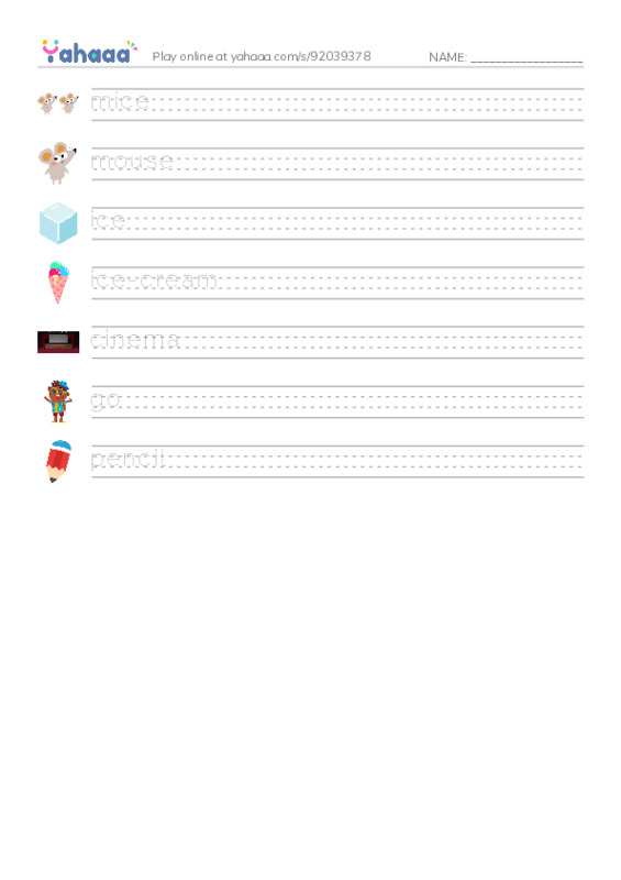 Handwriting lines worksheet for RE U7 S1