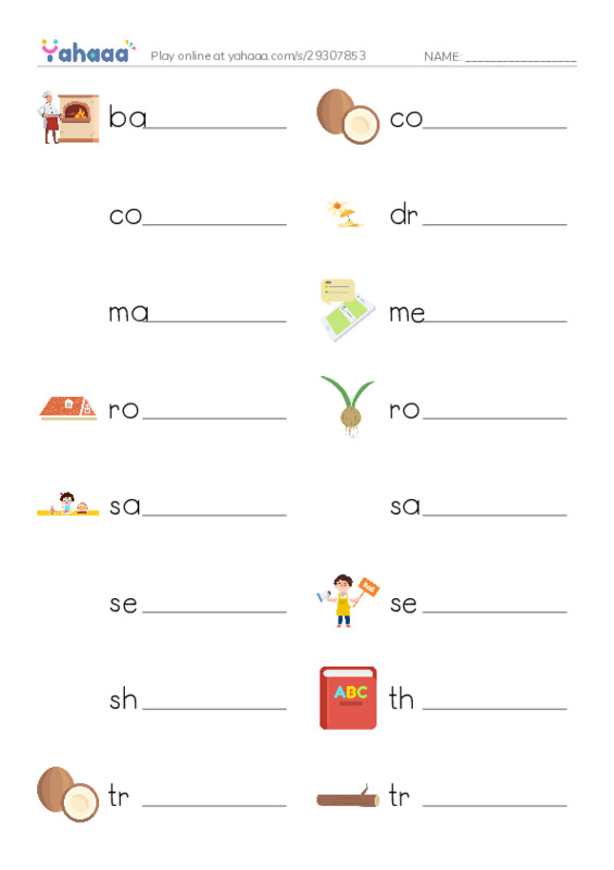 Write the word rows worksheet for Arseney 14 unit