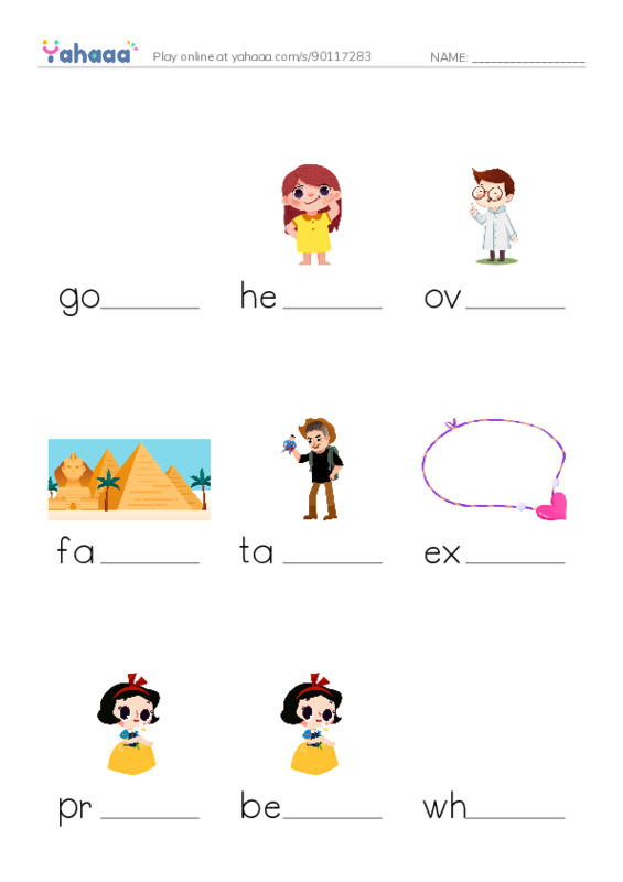 Finish the word worksheet for unit 6 words
