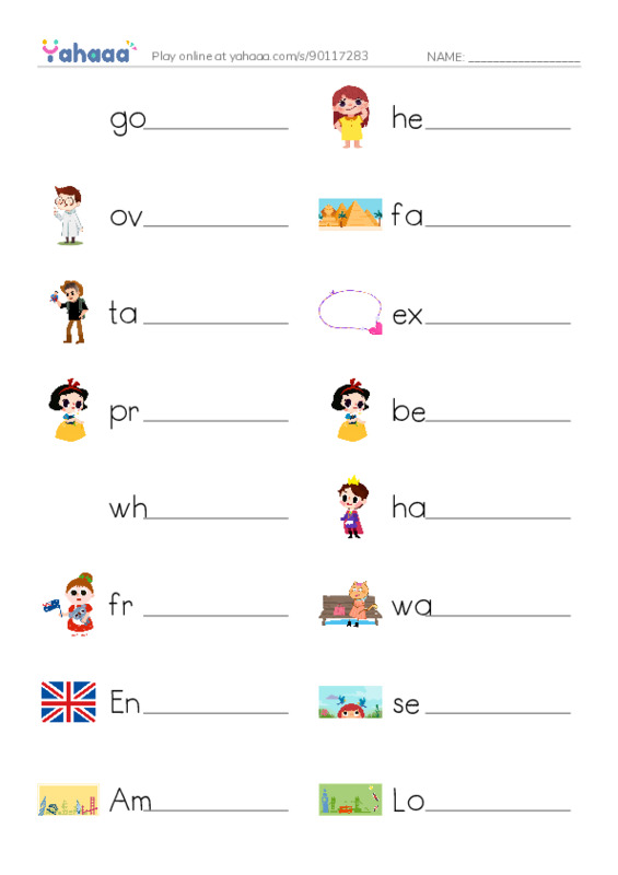 Write the word rows worksheet for unit 6 words