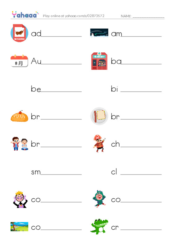 Write the word rows worksheet for 6th SPELLING