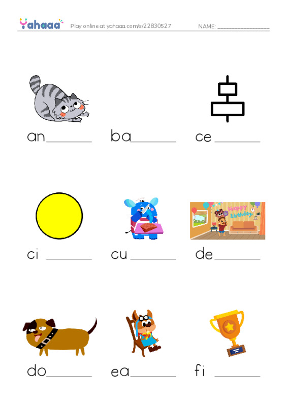 Finish the word worksheet for 3th grade SPELLING