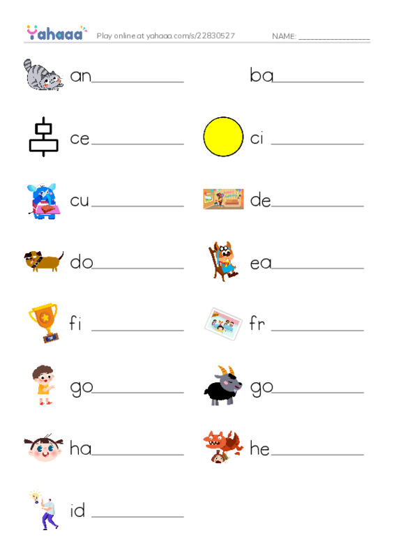 Write the word rows worksheet for 3th grade SPELLING
