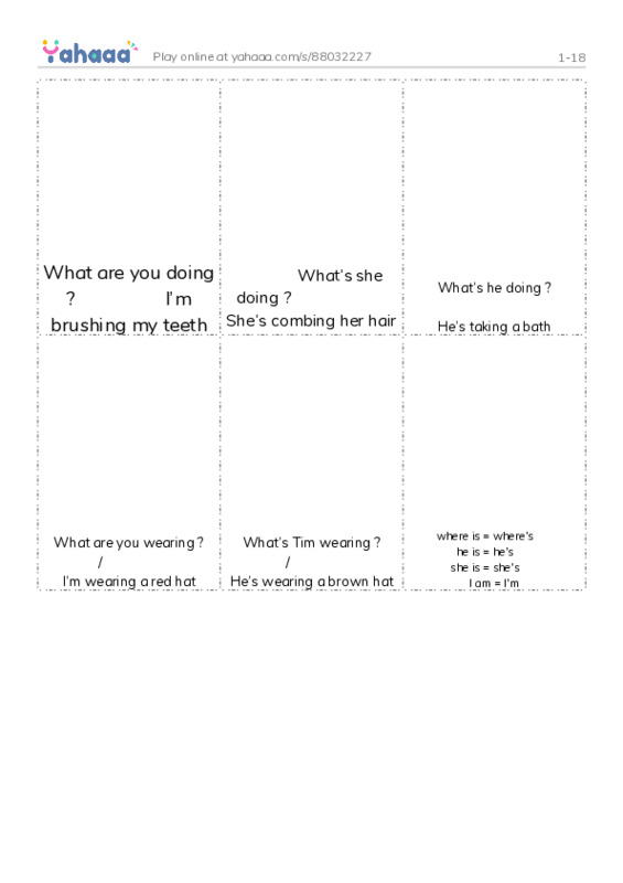 Picture flashcards worksheet for 1-18