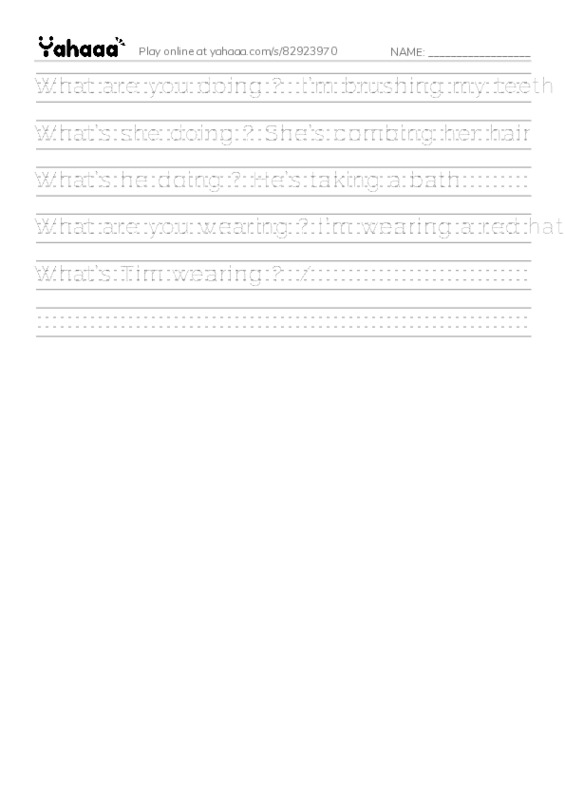 Handwriting lines worksheet for 1-18