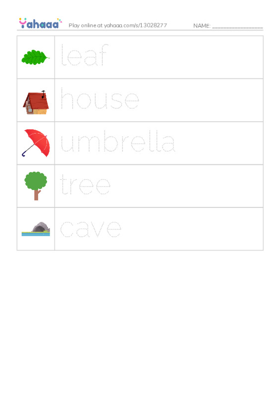 Picture and word rows worksheet for What gives cover