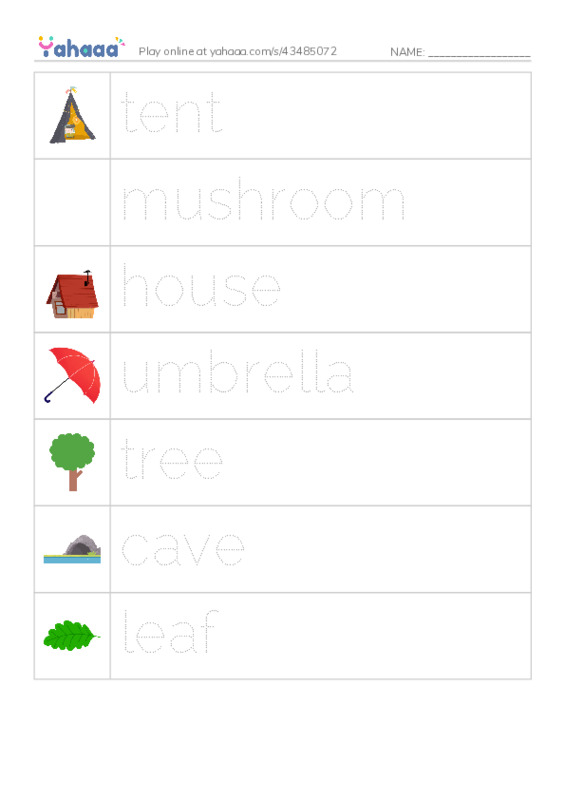 Picture and word rows worksheet for What gives cover