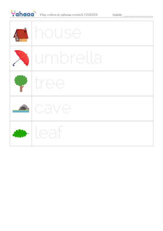 Picture and word rows worksheet for What gives cover