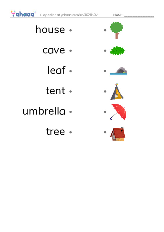 Draw a line to match worksheet for What gives cover