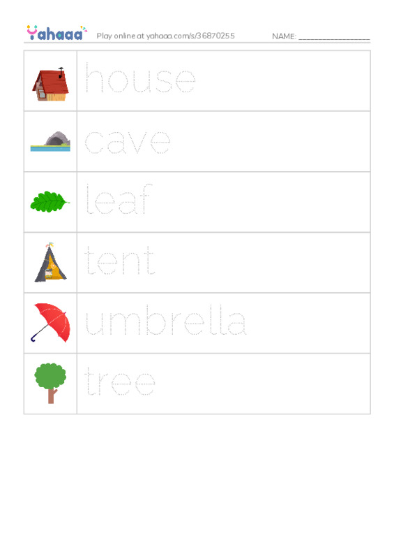 Picture and word rows worksheet for What gives cover