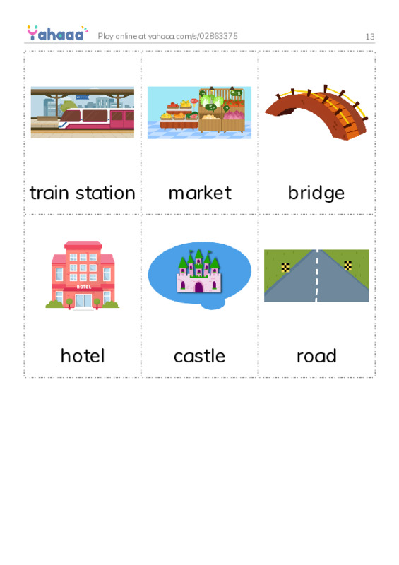Picture flashcards worksheet for 13