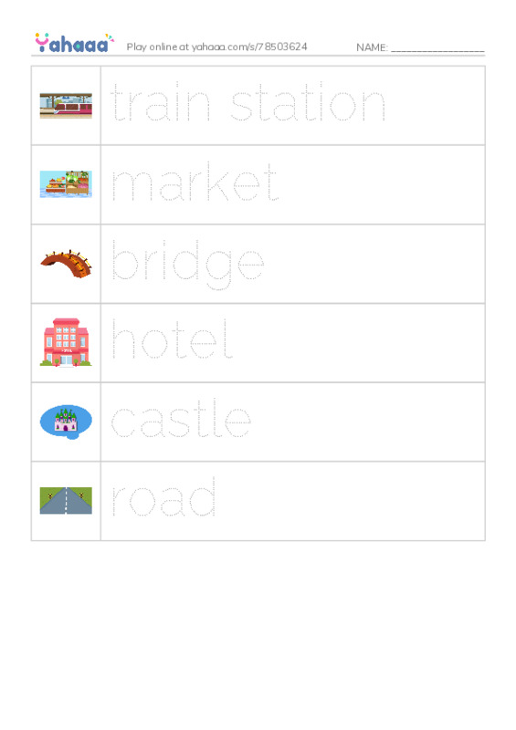 Picture and word rows worksheet for 13