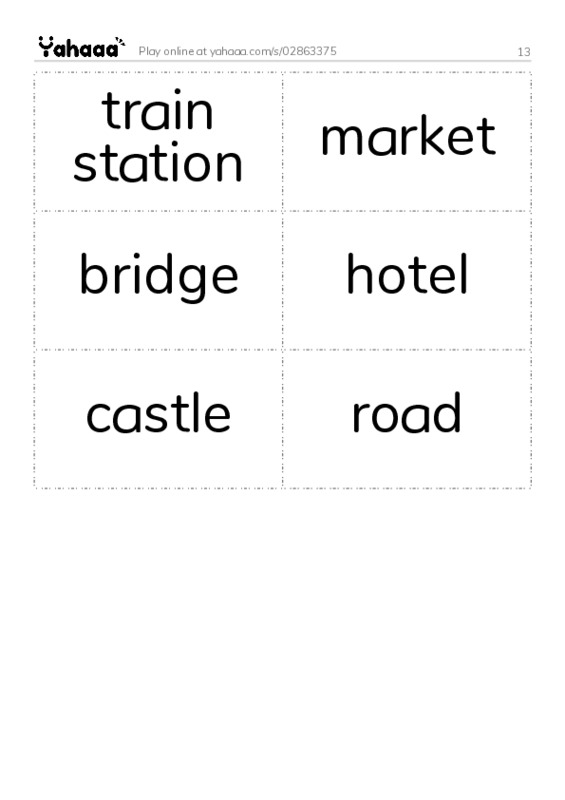 Word flashcards worksheet for 13