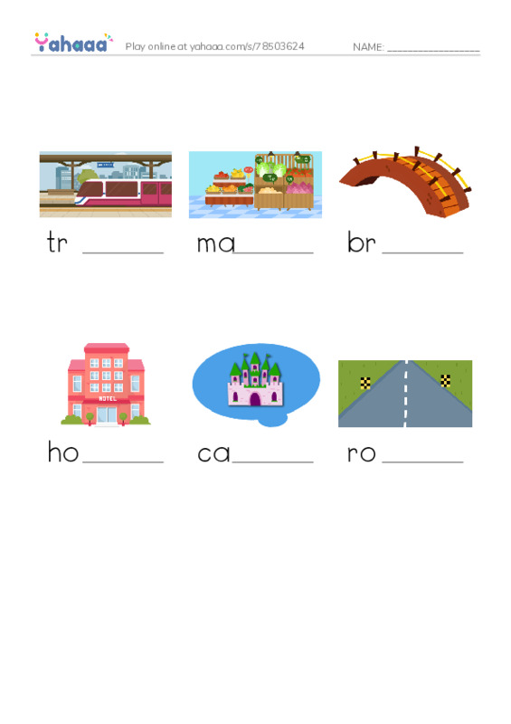 Finish the word worksheet for 13
