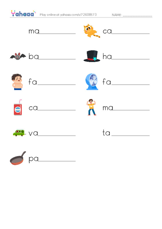 Write the word rows worksheet for CVC