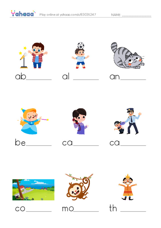 Finish the word worksheet for 1000 words book 1 unit 2