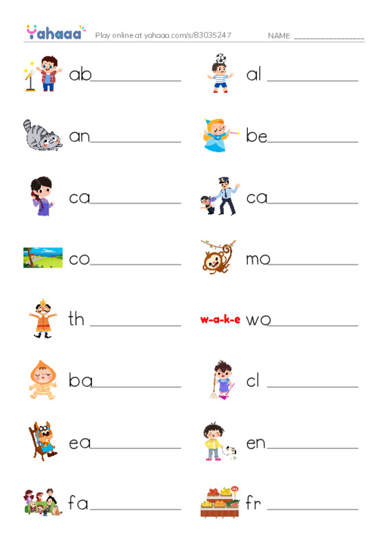 Write the word rows worksheet for 1000 words book 1 unit 2