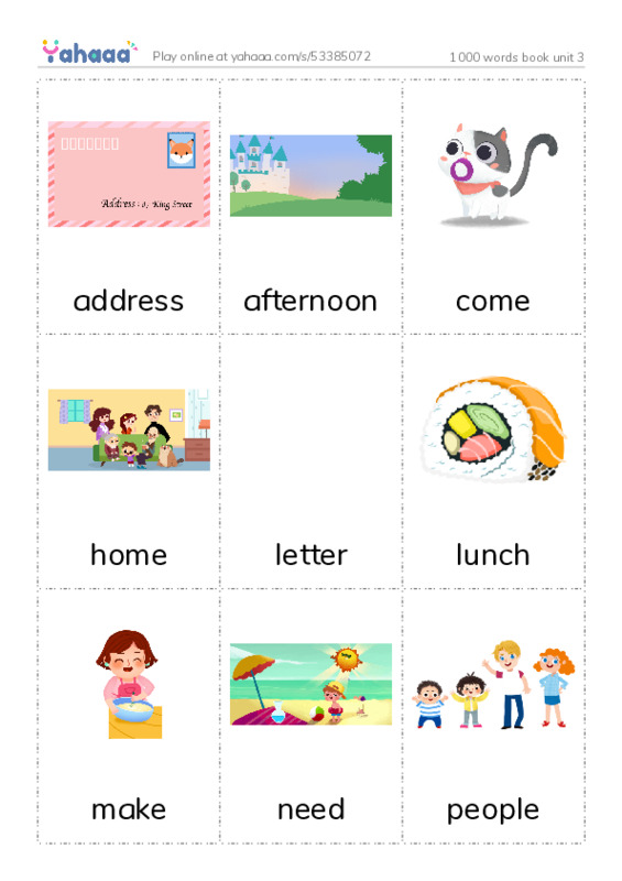 Picture flashcards worksheet for 1000 words book 1 unit 3