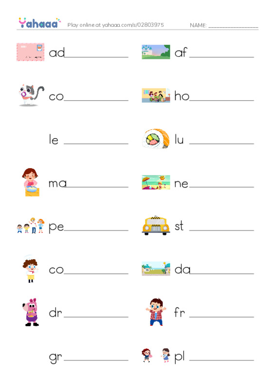 Write the word rows worksheet for 1000 words book 1 unit 3