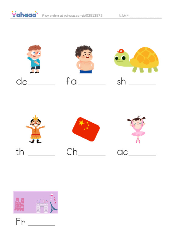 Finish the word worksheet for lesson 12