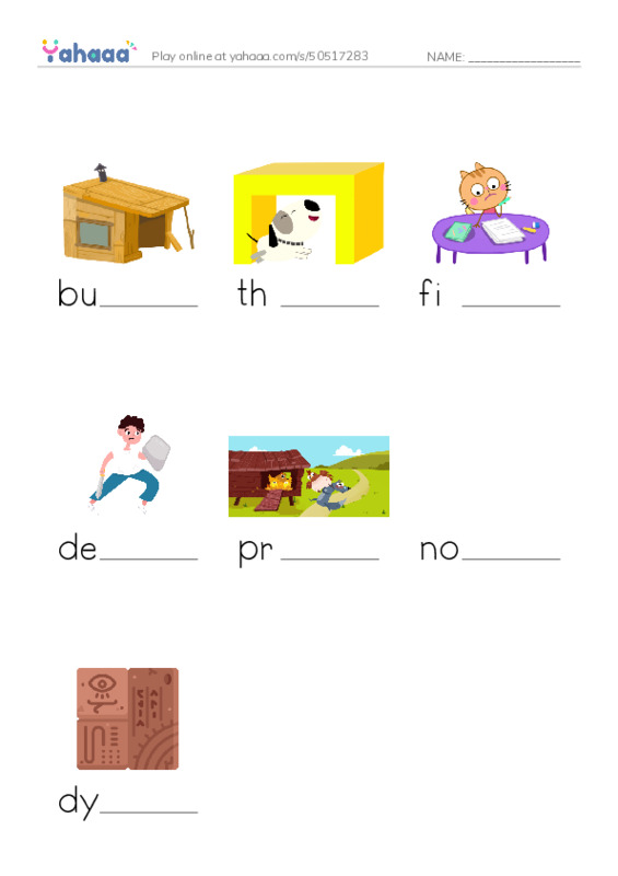 Finish the word worksheet for great wall of china