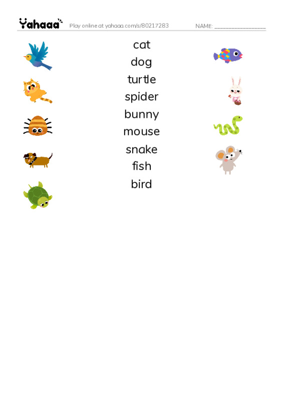 Match both sides worksheet for Pets