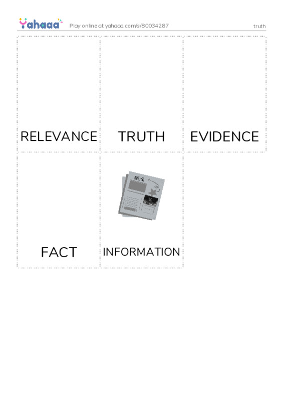 Picture flashcards worksheet for truth