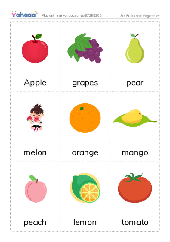 Picture flashcards worksheet for 3ro Fruits and Vegetables