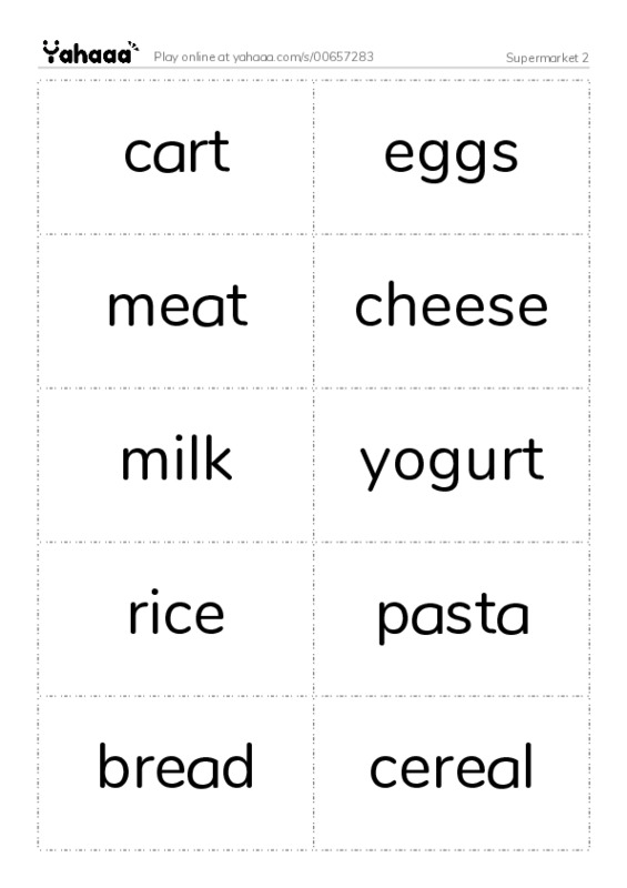Word flashcards worksheet for Supermarket 2