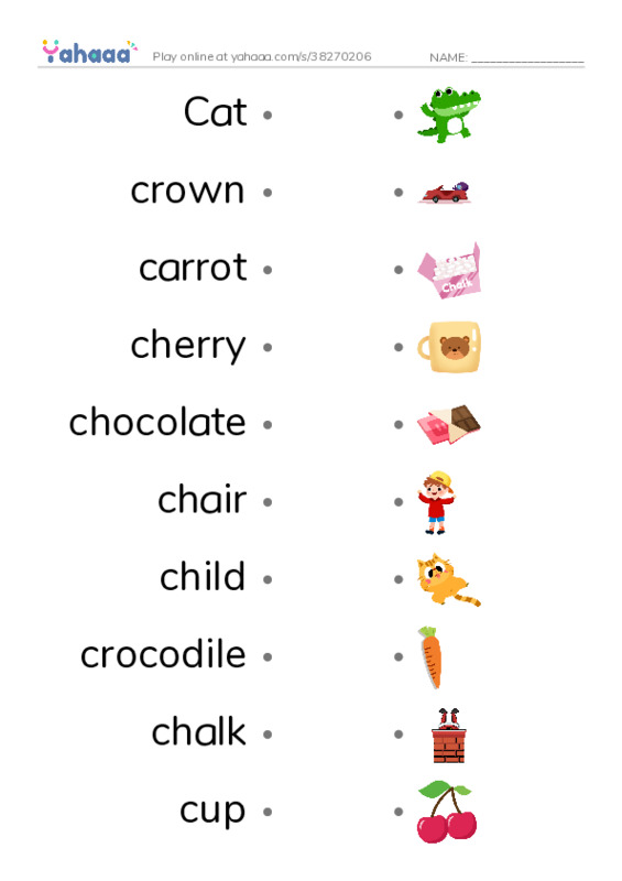 Draw a line to match worksheet for C - ch