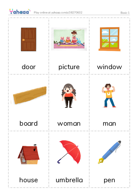 Picture flashcards worksheet for Basic 1