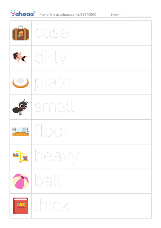 Picture and word rows worksheet for 新概念5.1