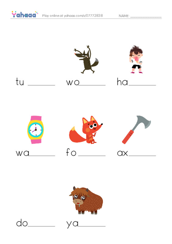 Finish the word worksheet for 2-32