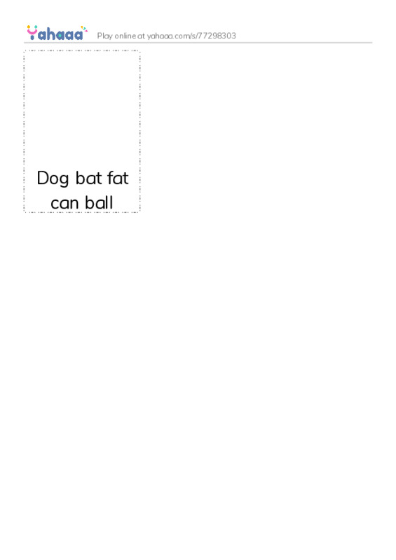 Picture flashcards worksheet for Dog, bat, fat and 2 more