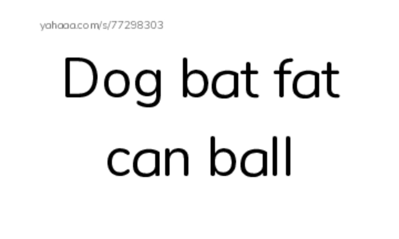 Index cards, words only worksheet for Dog, bat, fat and 2 more