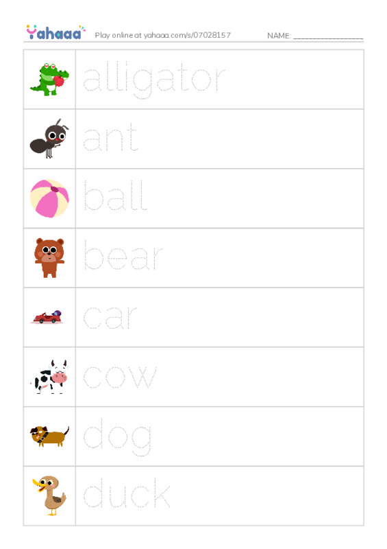 Picture and word rows worksheet for review2-32
