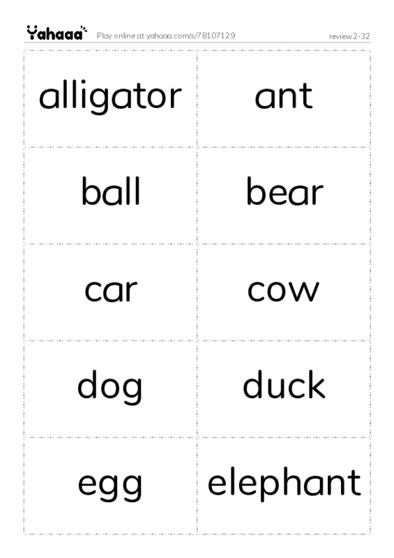 Word flashcards worksheet for review2-32