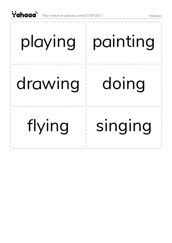 Hobbies PDF two columns flashcards