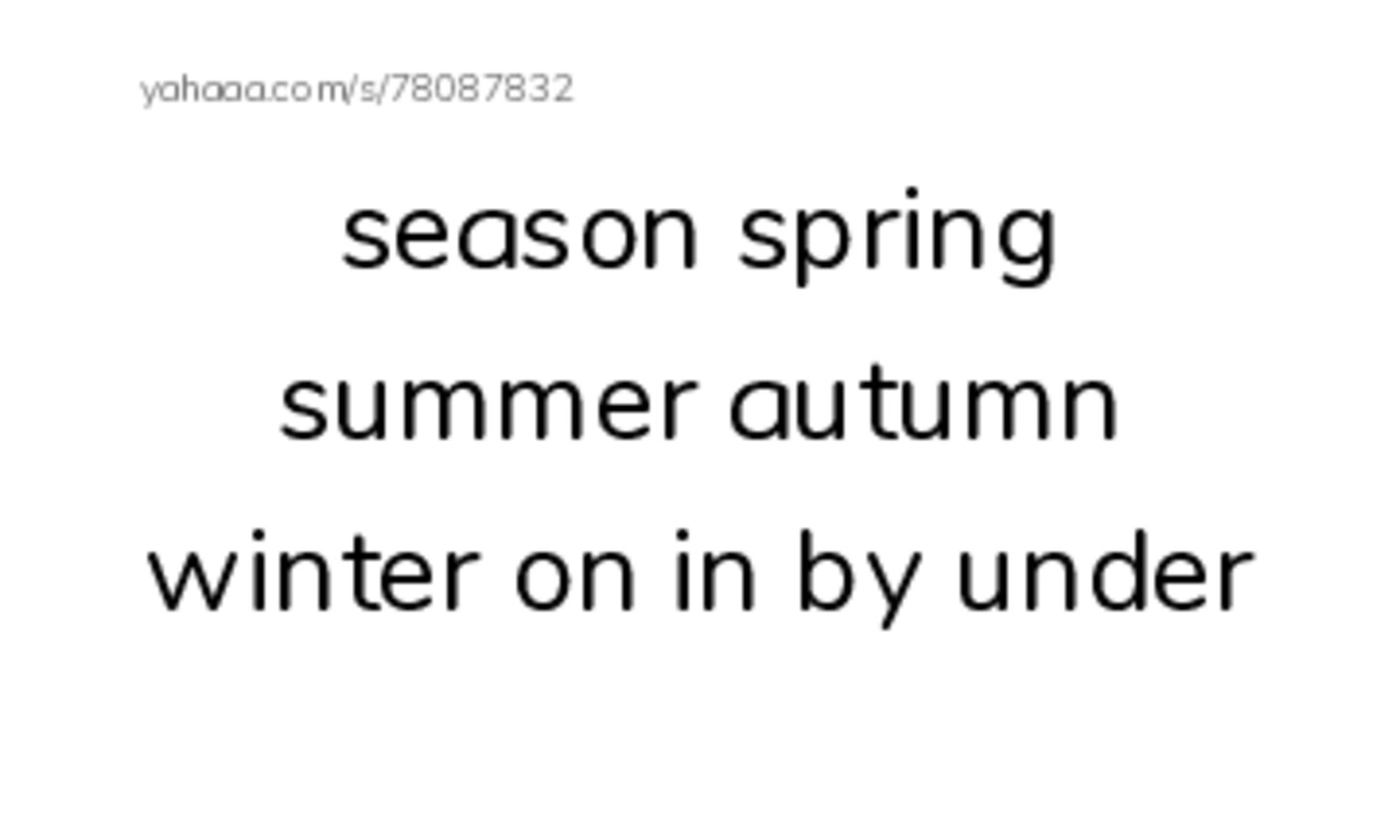 Index cards, words only worksheet for Season