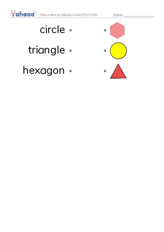 Draw a line to match worksheet for Shapes
